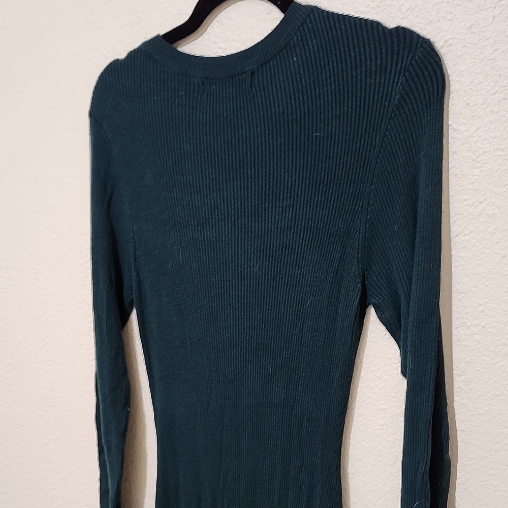 John + Jenn Green Ribbed Bodycon Dress Long Sleeve - Picture 11 of 12